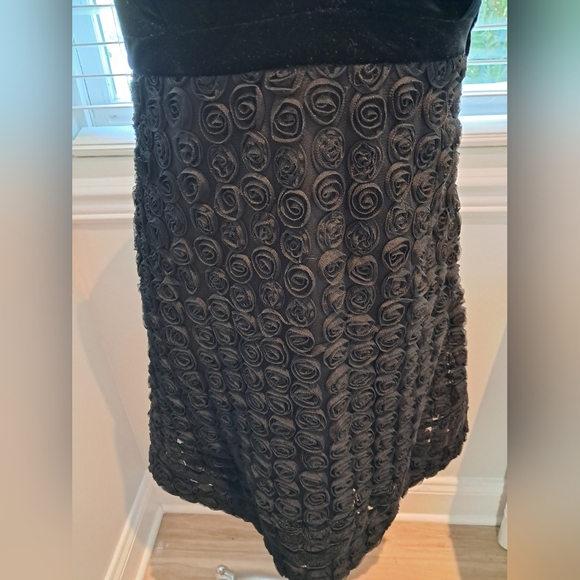 Betsey Johnson Black Velvet Rosette Dress Excellent Pre-owned Condition Sz 8 - Picture 3 of 8